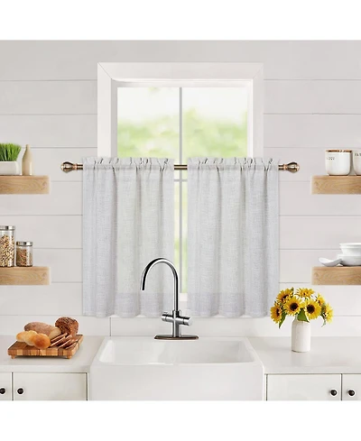 Caromio Linen Blend Kitchen Tier Window Curtain Pair