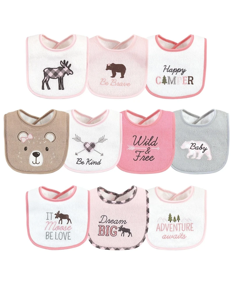 Hudson Baby Infant Boy Cotton Terry Drooler Bibs with Fiber Filling 10pk