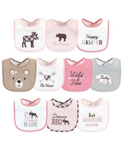 Hudson Baby Infant Boy Cotton Terry Drooler Bibs with Fiber Filling 10pk