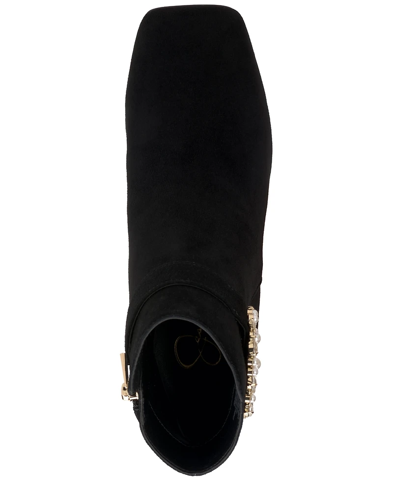 Jessica Simpson Women's Luminna Embellished Buckle Block-Heel Booties