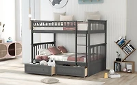 Streamdale Full Over Full Bunk Bed With Drawers, Convertible Beds