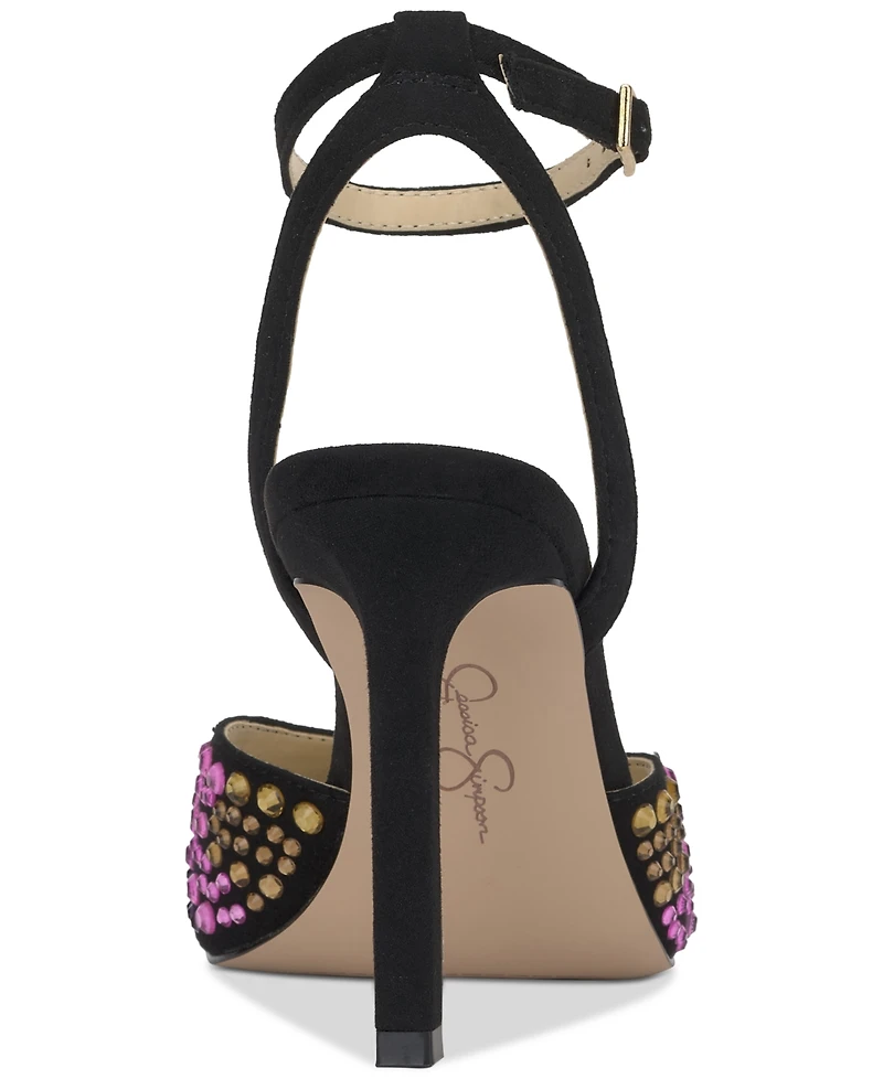 Jessica Simpson Women's Lendall Two-Piece Ankle-Strap Embellished Dress Sandals