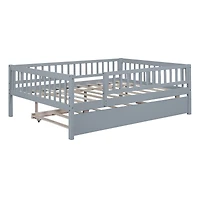 Streamdale Full Wood Daybed With Trundle And Fence Guardrails
