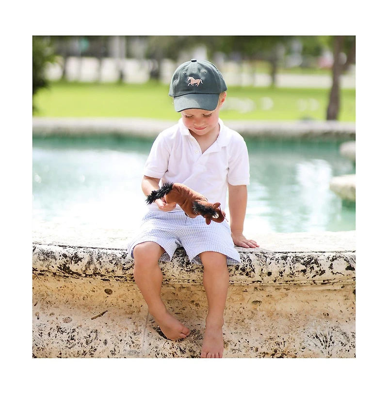 Bits & Bows Boys Boys Horse Baseball Hat in Hunter Green