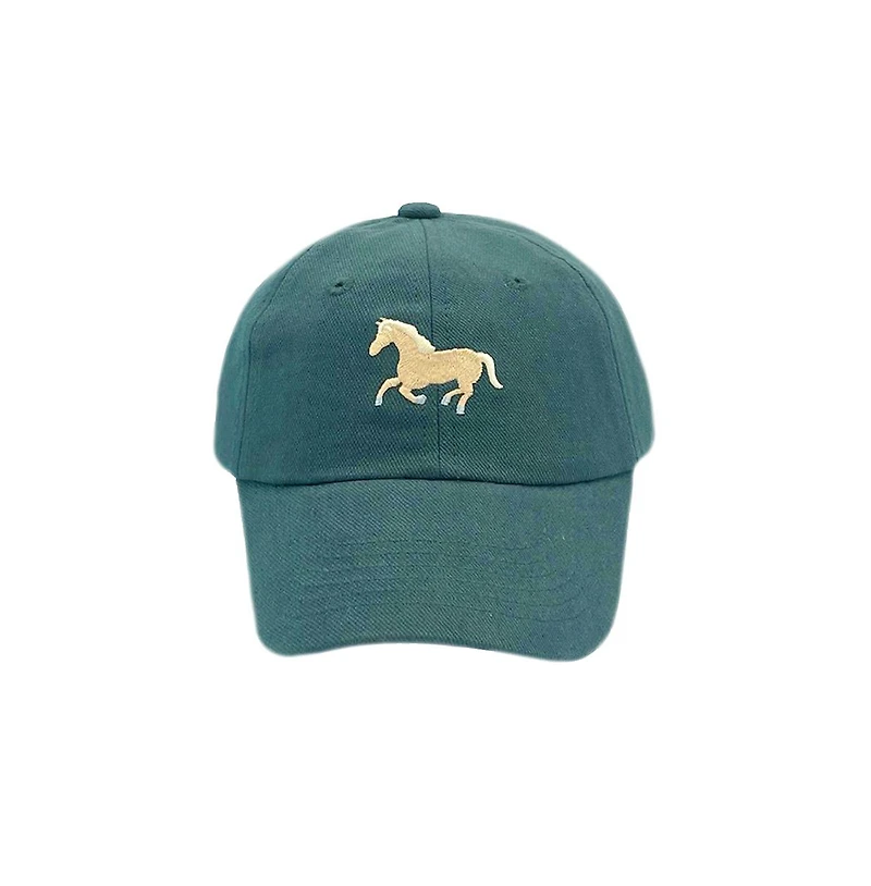 Bits & Bows Boys Boys Horse Baseball Hat in Hunter Green
