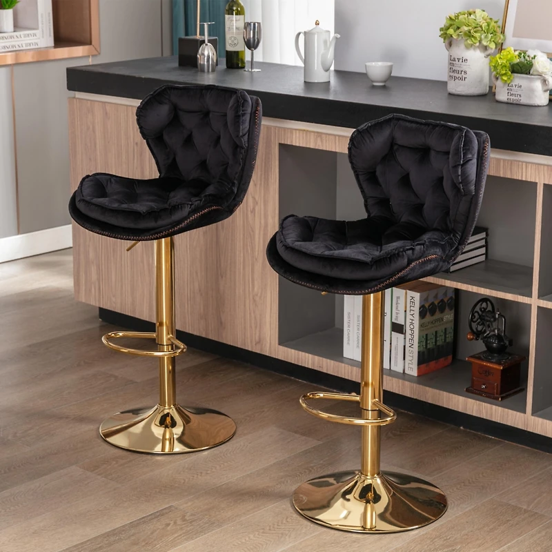 Streamdale Chrome Swivel Bar Stools with Adjustable Lift