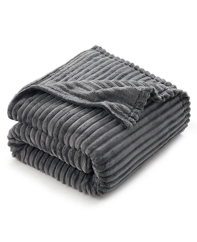 Ultra Soft & Light Ribbed Fleece Blanket - Throw/Travel 50"x60"