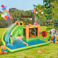 Outsunny 7-in-1 Backyard Inflatable Bounce House W/ Slide & Water Blaster