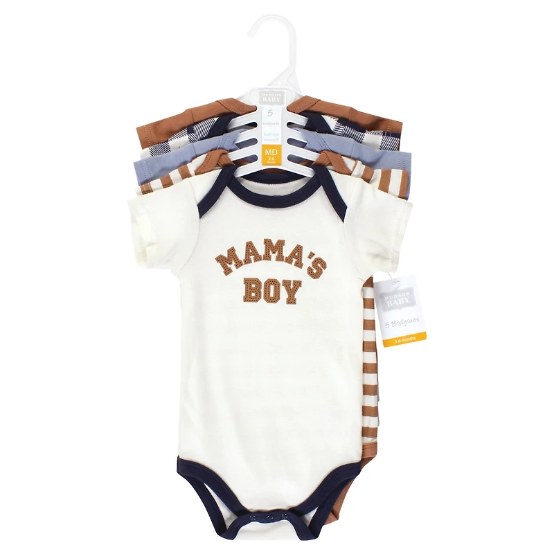 Hudson Baby Boys Essential Cotton Bodysuits 5-Piece Set