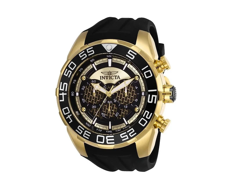 Invicta Men's Speedway Quartz Multifunction Black, Gold Dial Silicon Watch