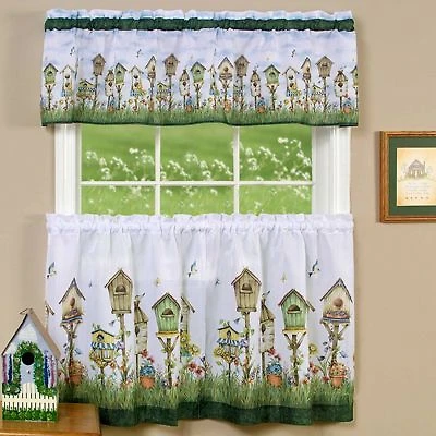 GoodGram Home Sweet Home Complete 3 Piece Kitchen Curtain Set