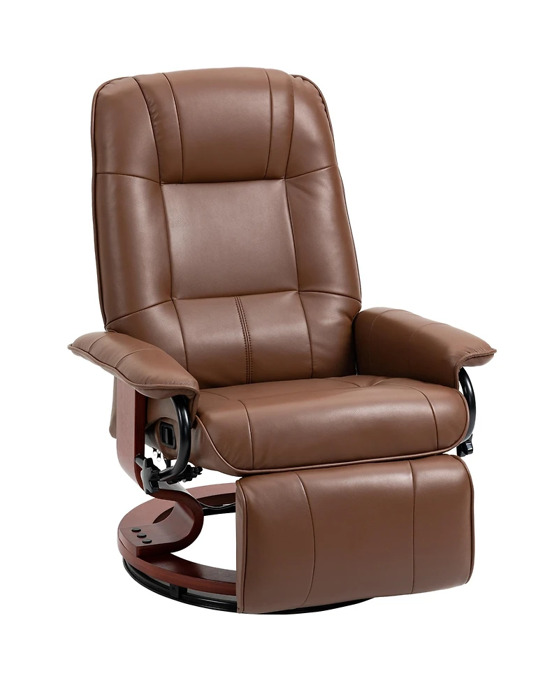 Homcom Faux Leather Manual Recliner with Swivel Wood Base