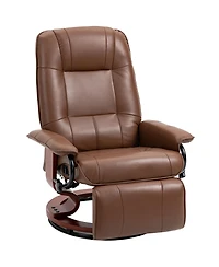 Homcom Faux Leather Manual Recliner with Swivel Wood Base