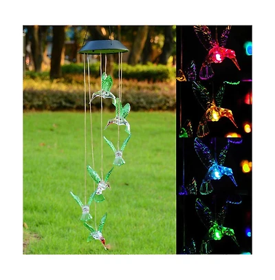 Hummingbird Solar Led Light Wind Chimes Home Garden Xmas Gift Decor Lamp Us