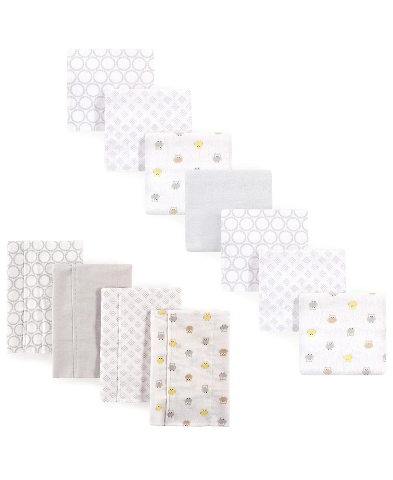Luvable Friends Unisex Unisex Cotton Flannel Burp Cloths and Newborn Swaddle Wraps, 11-Count