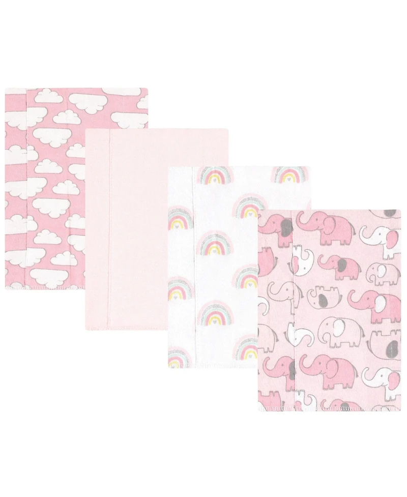Hudson Baby Girls 4Pk Flannel Burp Cloth (Cotton Poly