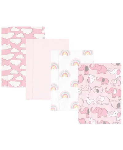 Hudson Baby Girls 4Pk Flannel Burp Cloth (Cotton Poly