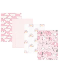 Hudson Baby Girls 4Pk Flannel Burp Cloth (Cotton Poly