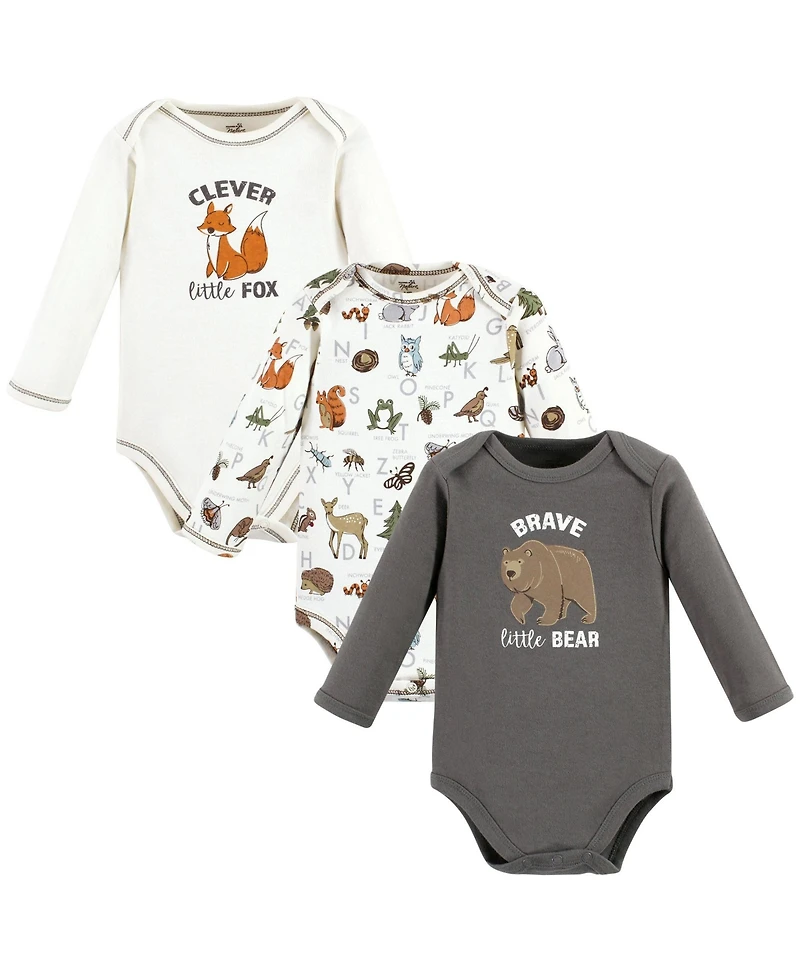 Touched by Nature Baby Boys Natural Cotton Long-Sleeve Bodysuits