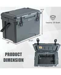 25 Qt Portable Cooler Rotomolded Ice Chest Insulated Ice Box