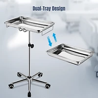 Mobile Mayo Stainless Steel Tray Stand Trolley Medical Doctor Salon Equipment