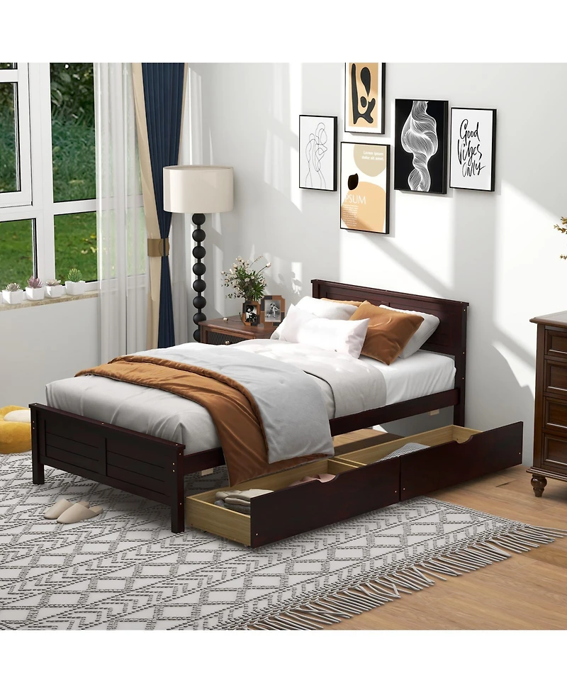 Twin Bed Frame with Storage Drawers