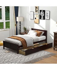 Twin Bed Frame with Storage Drawers