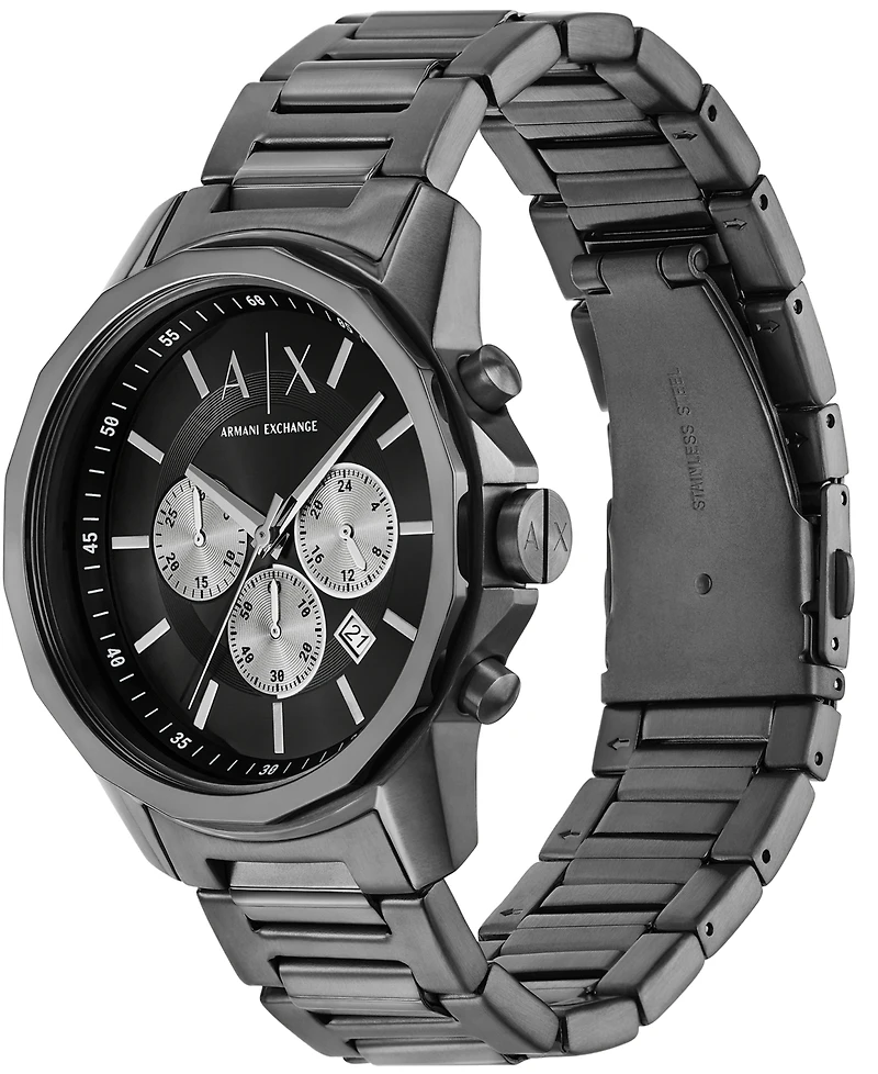 A|X Armani Exchange Men's Quartz Chronograph Gunmetal Stainless Steel 44MM