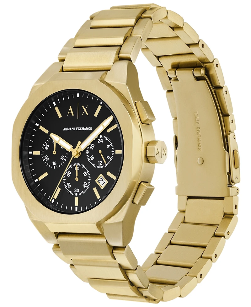 A|X Armani Exchange Men's Sync Quartz Chronograph Gold Stainless Steel Watch 42MM