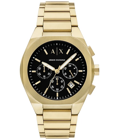 A|X Armani Exchange Men's Sync Quartz Chronograph Gold Stainless Steel Watch 42MM