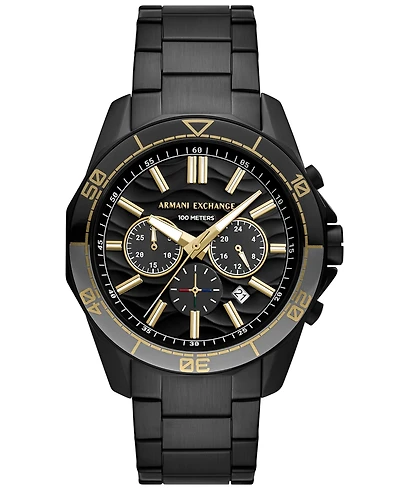 A|X Armani Exchange Men's Quartz Chronograph Black Stainless Steel Watch 44MM