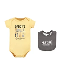 Hudson Baby Boys Cotton Essentials Set Sleep 'n Play Jumpsuit, Bodysuit, and Bandana Bib