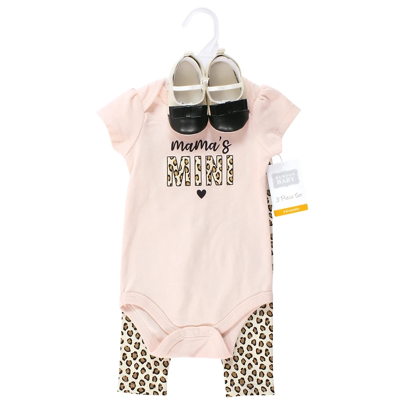 Hudson Baby Girls Cotton Comfort 3Pk Bodysuit, Pants