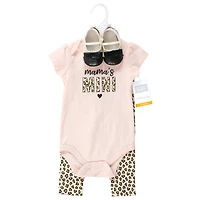 Hudson Baby Girls Cotton Comfort 3Pk Bodysuit, Pants
