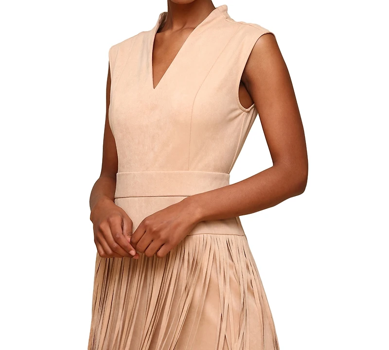 Avec Les Filles Women's Tiered-Fringe Sleeveless Dress