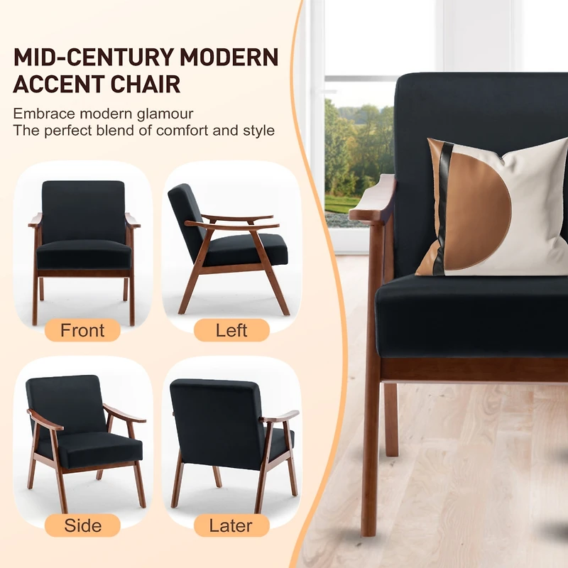 Mid-Century Oasis Comfy Velvet Chair for Stylish Comfort
