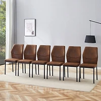 Luxury Brown Fabric Dining Chairs (Set of 6) Black Legs
