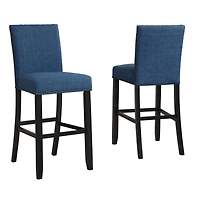 Simplie Fun Fabric Bar Stools with Nailhead Trim, Set of 2, Blue