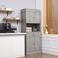 Homcom 72" Modern Kitchen Buffet Pantry Hutch w/ Drawer & Adjustable Shelves, Grey