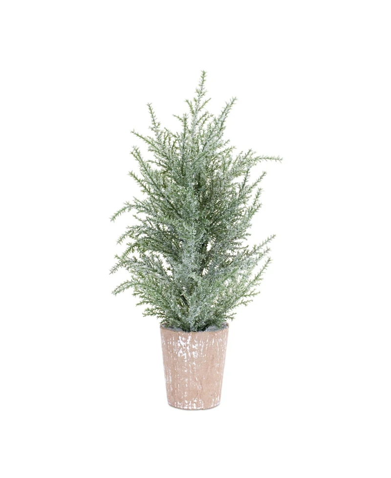 Slickblue Versatile Potted Icy Pine Tree Set (Pack of 4) - Ideal for Enhancing Home and Office Spaces with Winter Vibes