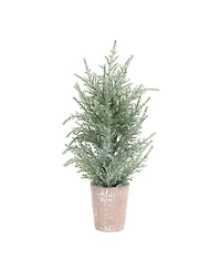 Slickblue Versatile Potted Icy Pine Tree Set (Pack of 4) - Ideal for Enhancing Home and Office Spaces with Winter Vibes