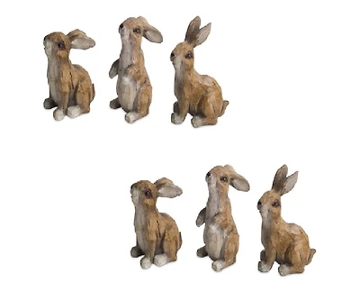 Slickblue Carved Stone Garden Rabbit Figurine (Set of 6)