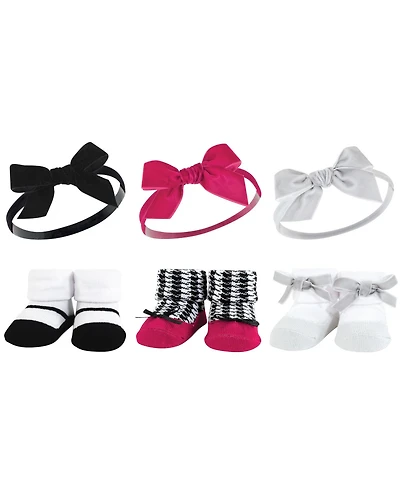 Hudson Baby Girls Coordinated Comfy Headband and Socks Giftset