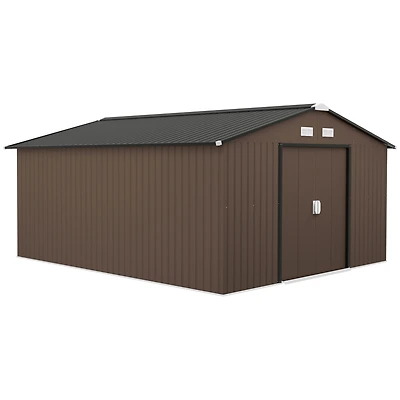 Outsunny 11' x 13' Storage Shed Garden Tool House w/ Vents Doors