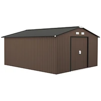 Outsunny 11' x 13' Storage Shed Garden Tool House w/ Vents Doors