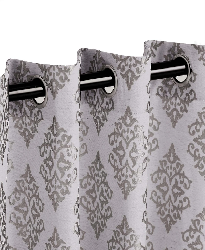 Superior Modern Venetian Damask Jacquard 2-Piece Curtain Panels with Grommet Header Top