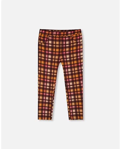 Deux par Little Girls Milano Treggings Plaid Magenta And Brown - Toddler|Child