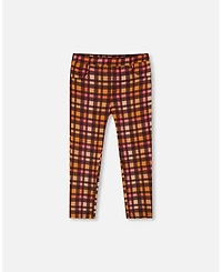 Deux par Little Girls Milano Treggings Plaid Magenta And Brown - Toddler|Child