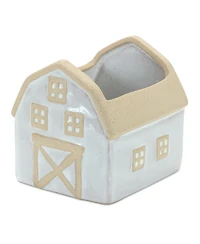 Slickblue Neutral Porcelain House And Barn Planter (Set of 2)