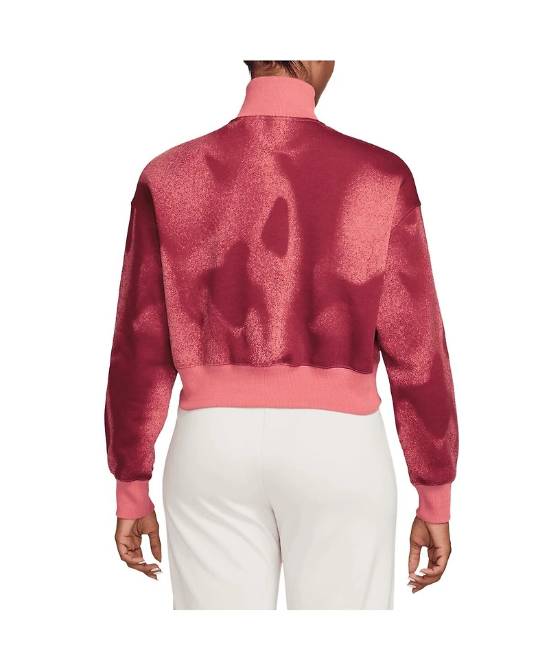 Nike Women's Pink Usmnt Phoenix Fleece Cropped Quarter-Zip Jacket